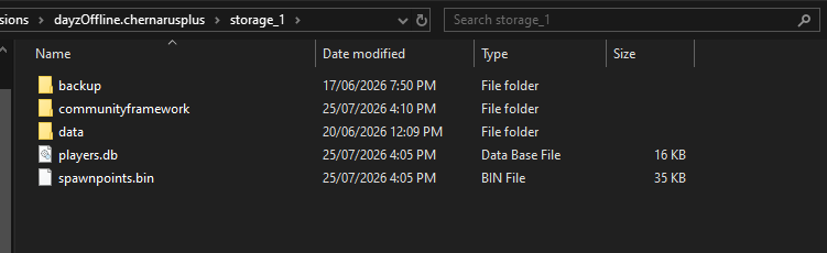 Local file explorer showing a dated backup folder with storage_1 open and all three players.db files present