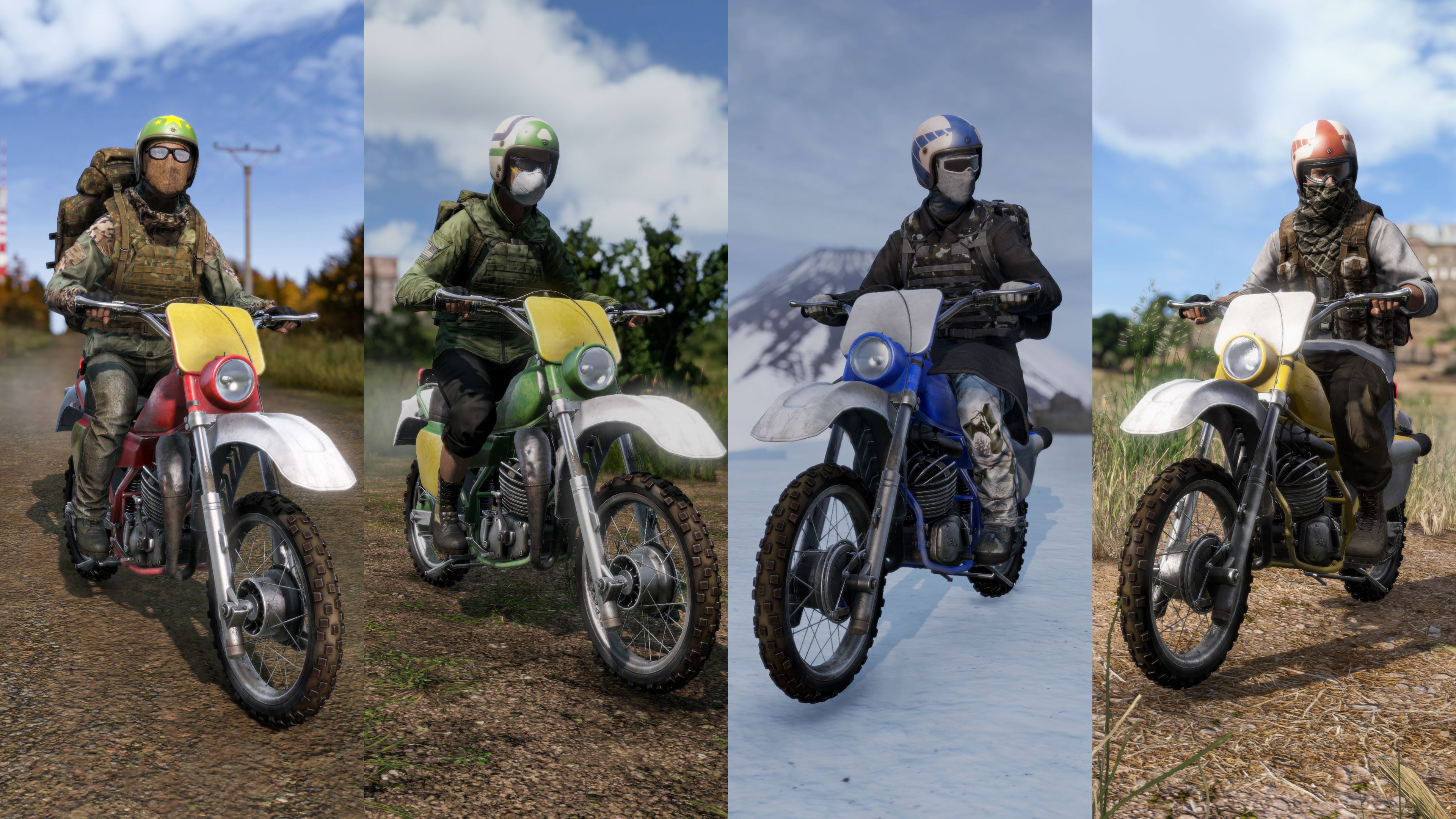 A motorbike on open terrain in DayZ
