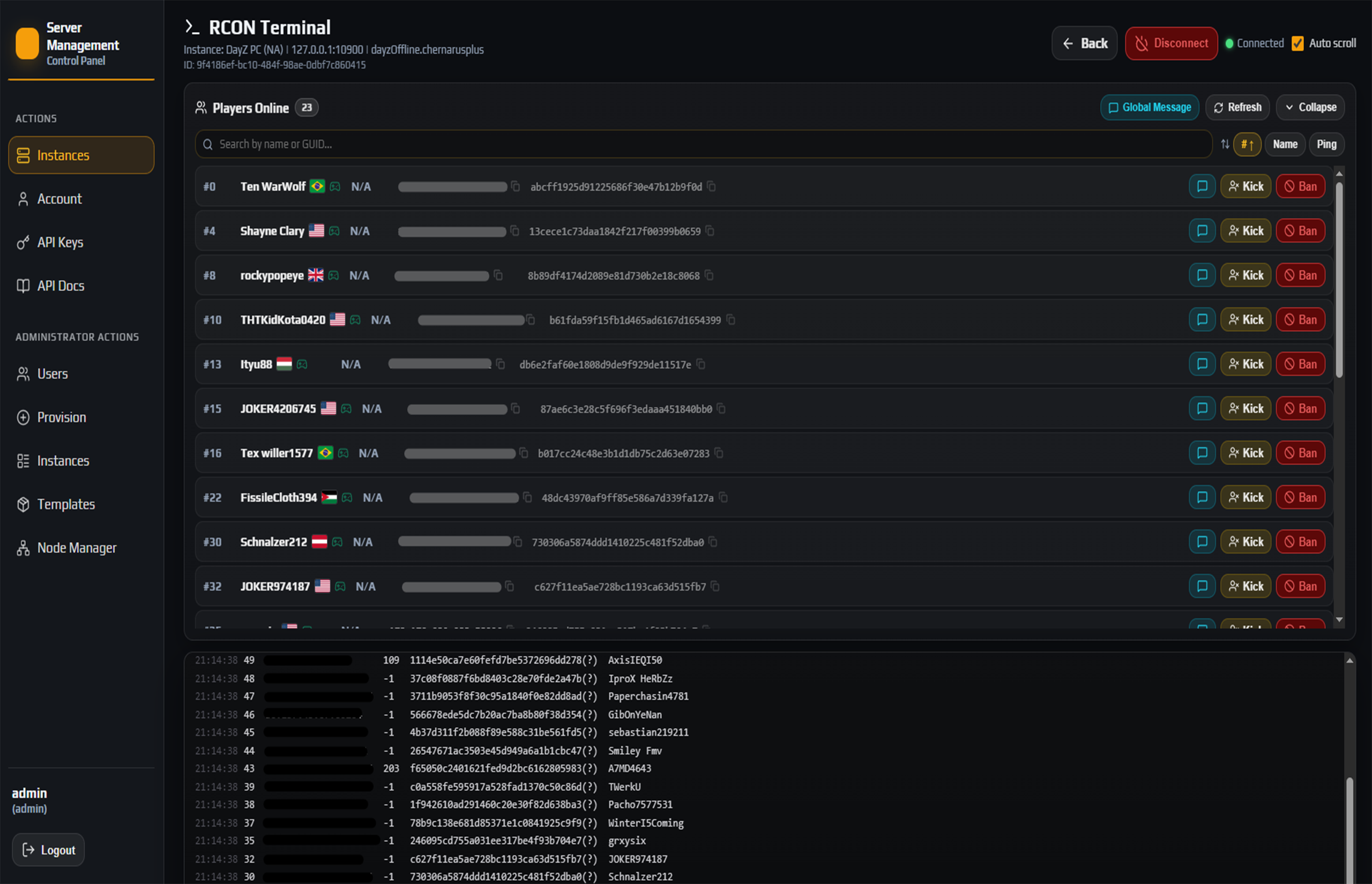 Live RCON Controls